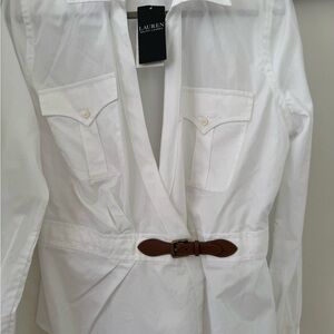 Lauren White Belted Blouse